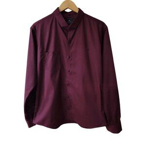 Eighteen Club Mens Burgundy Long-Sleeve Button-Up Shirt XL 100% Cotton